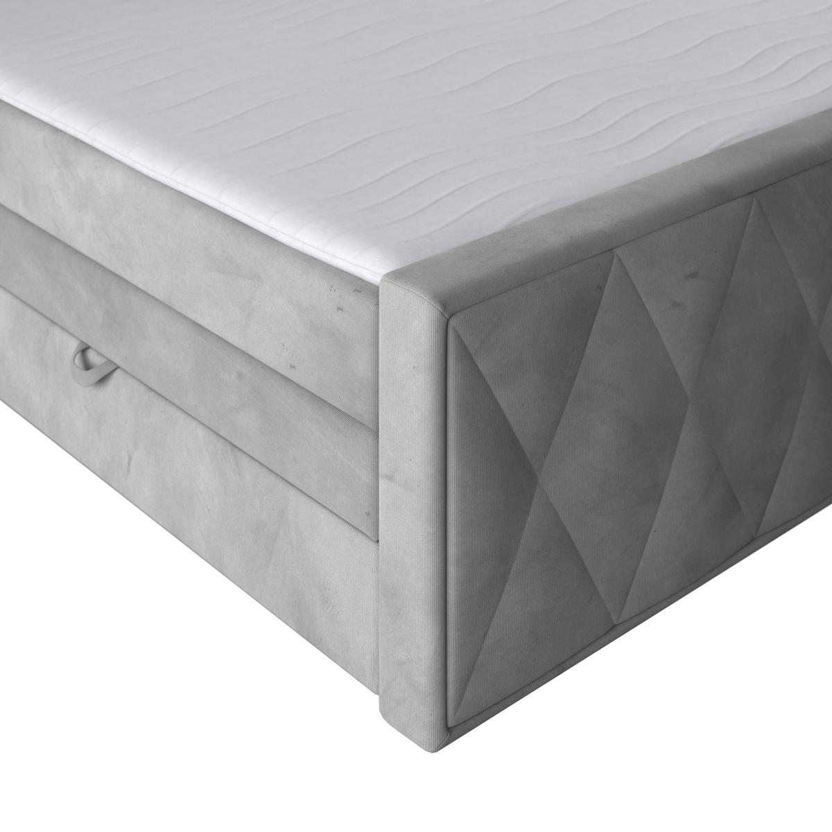 Boxspringbett Porto 180x200 cm Hellgrau - Hellgrau/Schwarz, MODERN, Karton/Holzwerkstoff (180/200cm) - MID.YOU