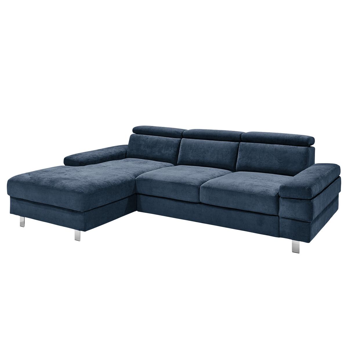 Ecksofa Elvis Dunkelblau S: 182x259 Cm - Silberfarben/Dunkelblau, KONVENTIONELL, Textil (182/259cm) - Trendmanufaktur