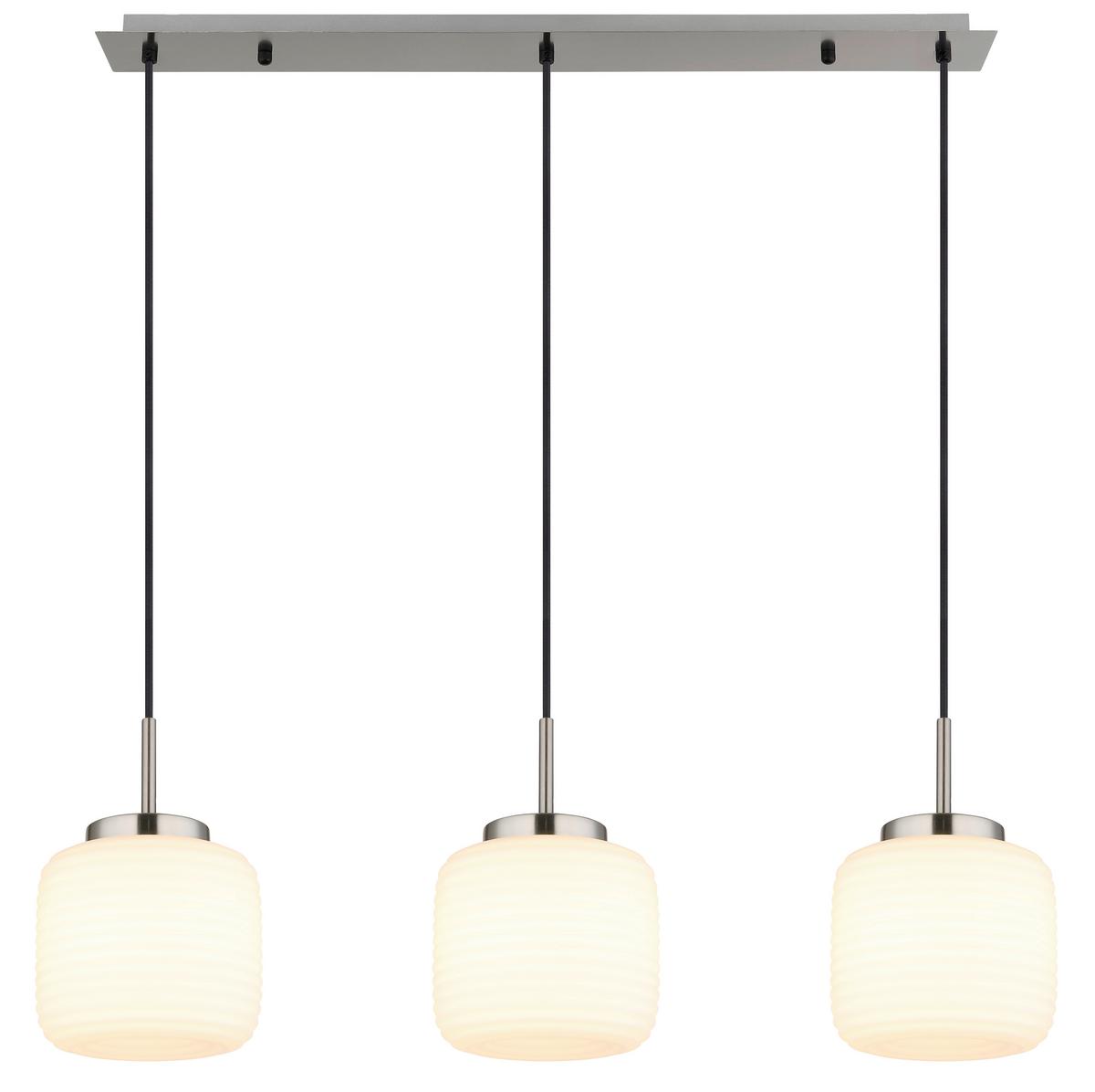 Hängeleuchte Kladora D: 24 cm Schwarz Weiß Nickelfarben - Schwarz/Weiß, KONVENTIONELL, Glas/Textil (24/130cm) - Globo