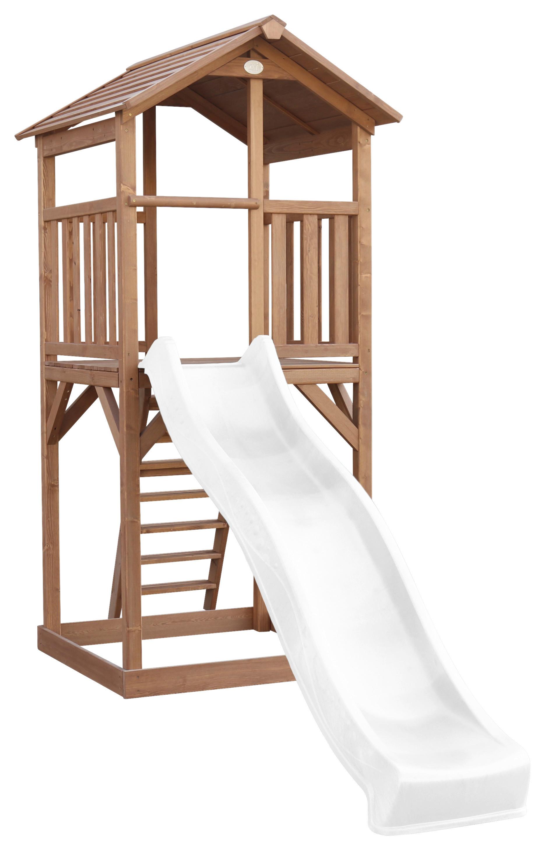 Spielturm A025.120.90 - Braun/Weiß, KONVENTIONELL, Holz/Kunststoff (111,2/241,9/349cm) - Ambia Garden