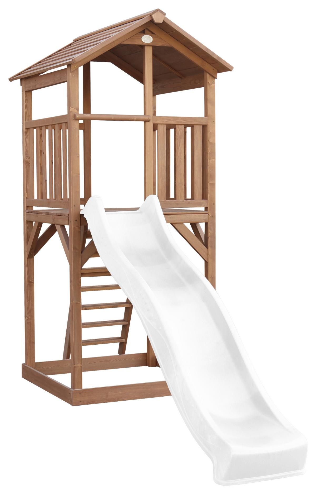 Spielturm A025.120.90 - Braun/Weiß, KONVENTIONELL, Holz/Kunststoff (111,2/241,9/349cm) - Ambia Garden