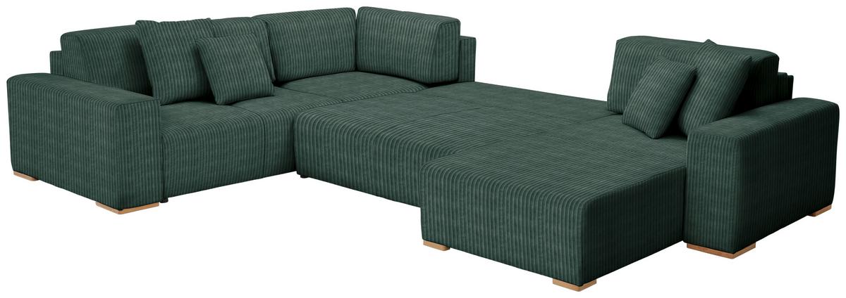 Wohnlandschaft Vouge Grün U: 283x371x208 Cm - Buchefarben/Schwarz, KONVENTIONELL, Textil (283/371/208cm) - Livetastic