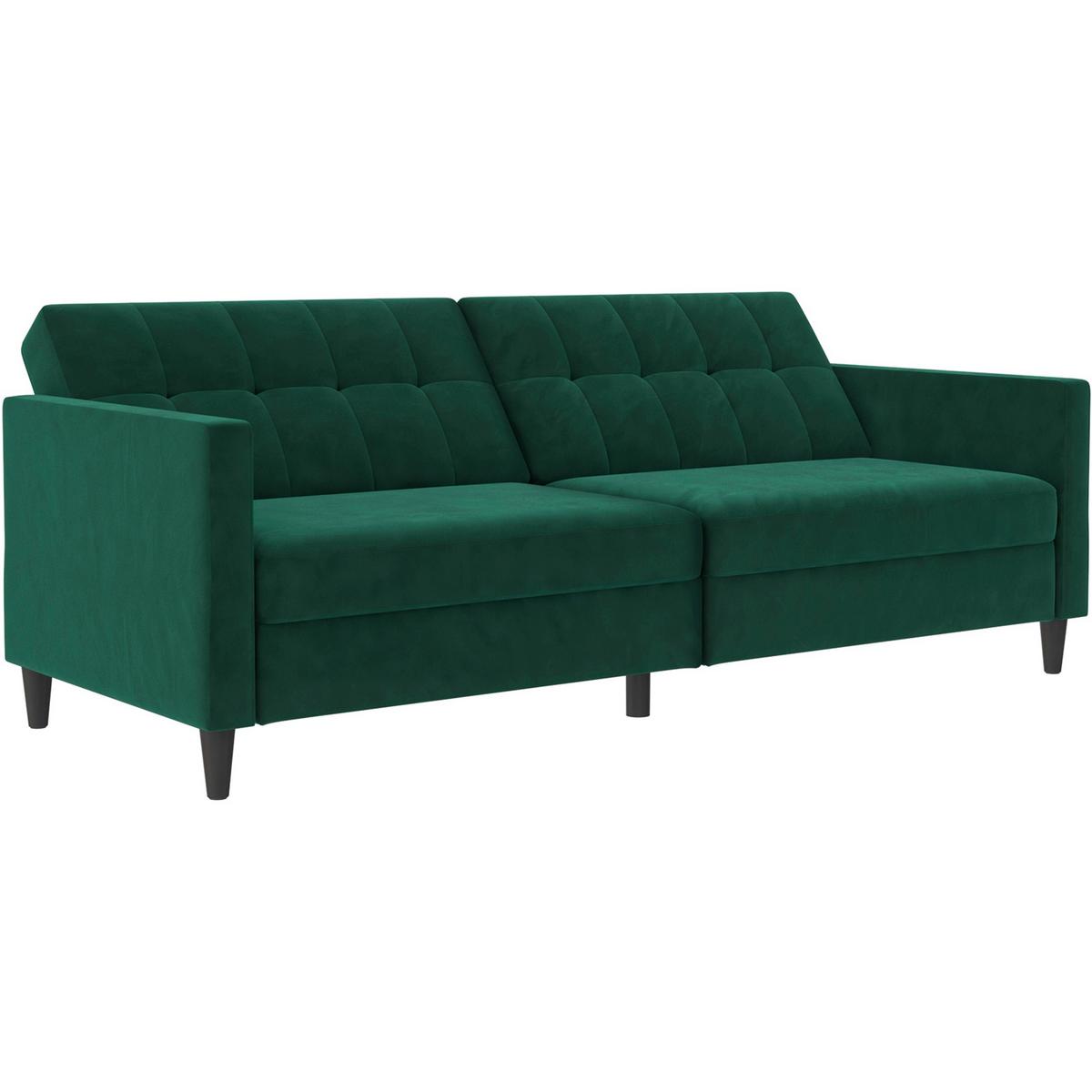 Schlafsofa Hannover Dunkelgrün, mit Schlaffunktion - Dunkelgrün/Schwarz, Basics, Textil (203/82/83cm) - Livetastic