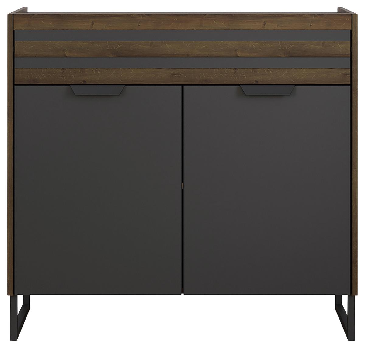 Kommode Barea Dunkelgrau Eiche Dekor - Eiche dunkel/Dunkelgrau, MODERN, Holzwerkstoff (96/87/41cm) - Rauch Möbel