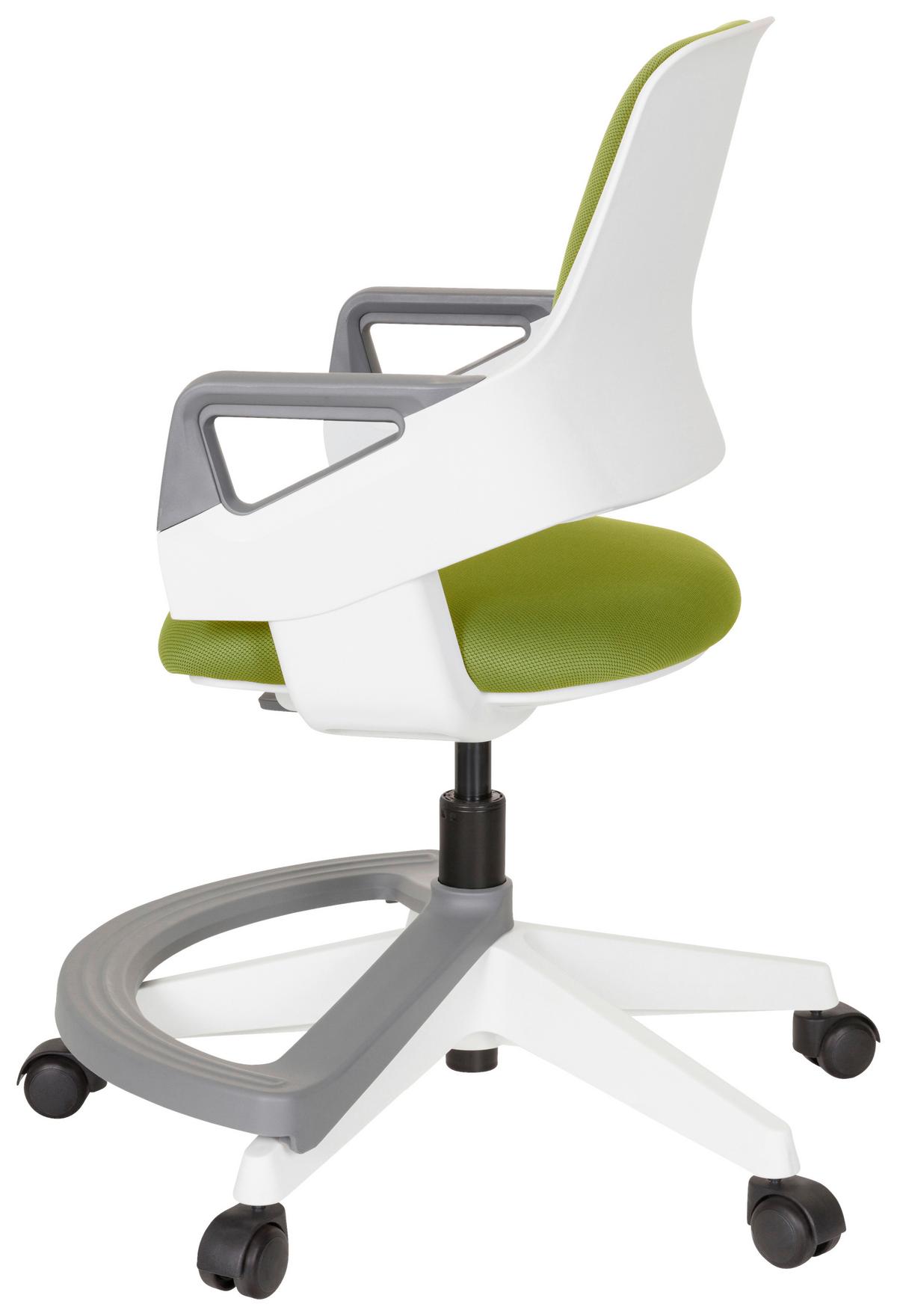 Jugenddrehstuhl Kid Flex Olivgrün B: 53 cm - Olivgrün/Weiß, MODERN, Kunststoff/Textil (53/80 - 93/60cm) - MID.YOU