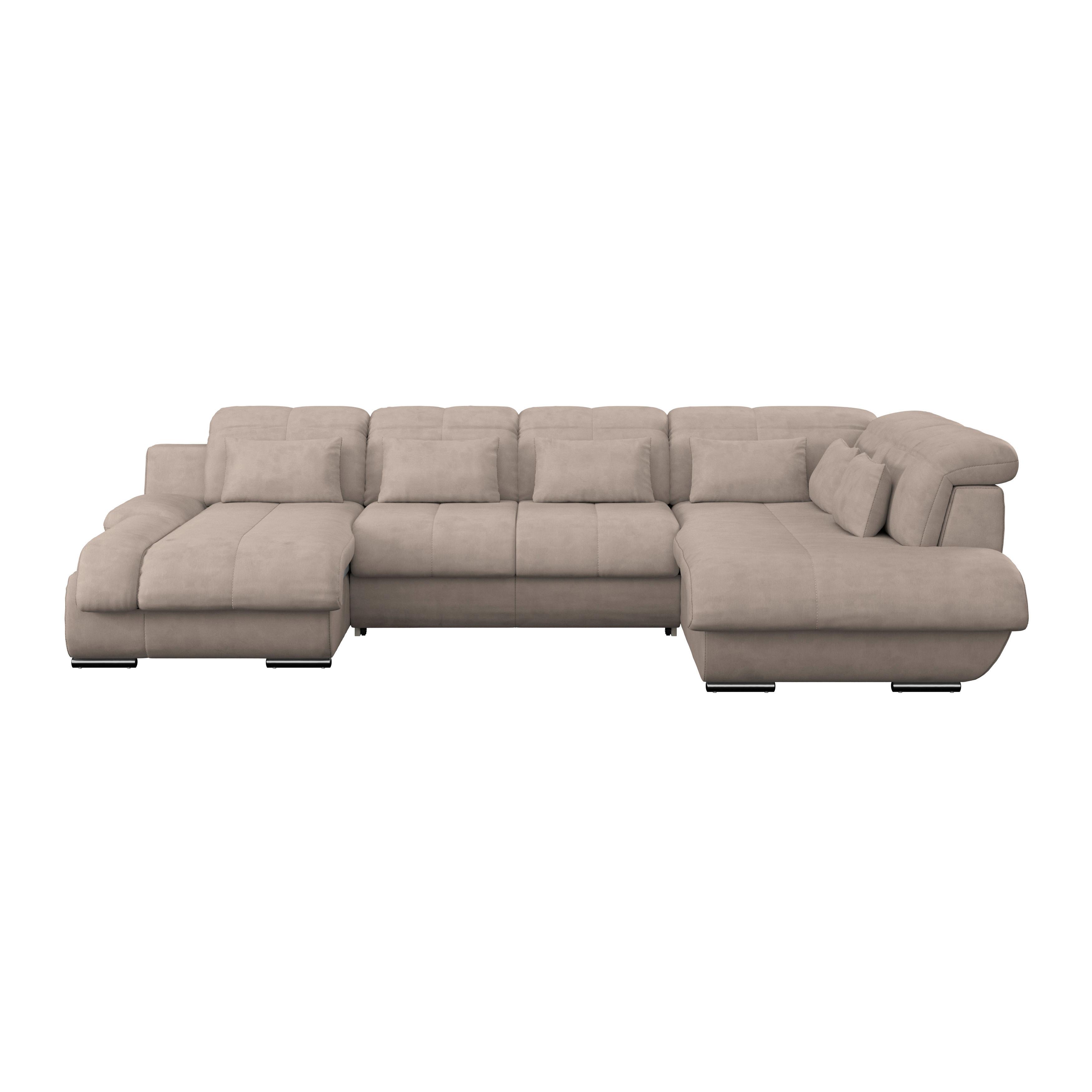 Wohnlandschaft Multi Mit Schlaffunktion Beige - Chromfarben/Dunkelgrau, MODERN, Textil (184/345/228cm) - Luca Bessoni