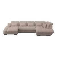 Wohnlandschaft Multi Mit Schlaffunktion Beige - Chromfarben/Dunkelgrau, MODERN, Textil (184/345/228cm) - Luca Bessoni
