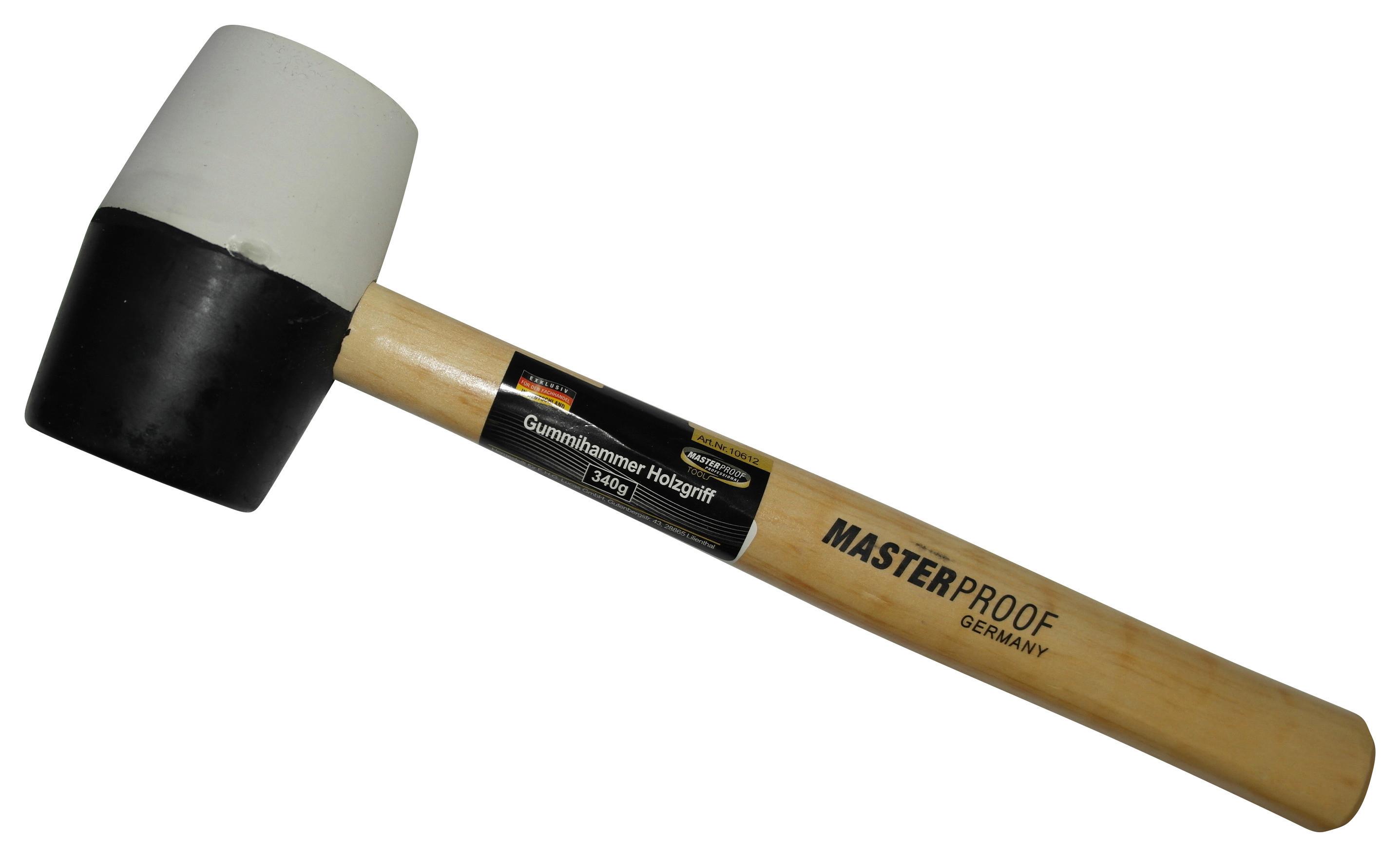 Gummihammer 600 G, Gummi/Holz mit Ergonomischen Stiel - Schwarz/Weiß, KONVENTIONELL, Holz/Kunststoff