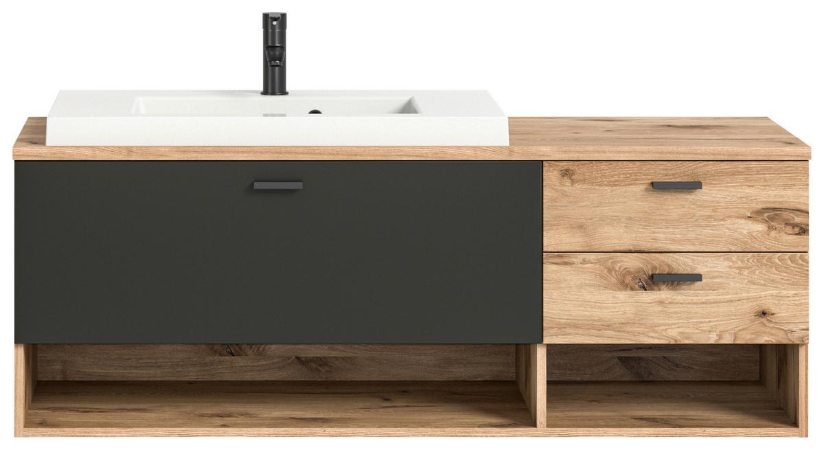 Waschtischkombi Grado Eichefarben/grau B: 140 Cm - Eichefarben/Weiß, MODERN, Holzwerkstoff/Kunststoff (140cm) - MID.YOU