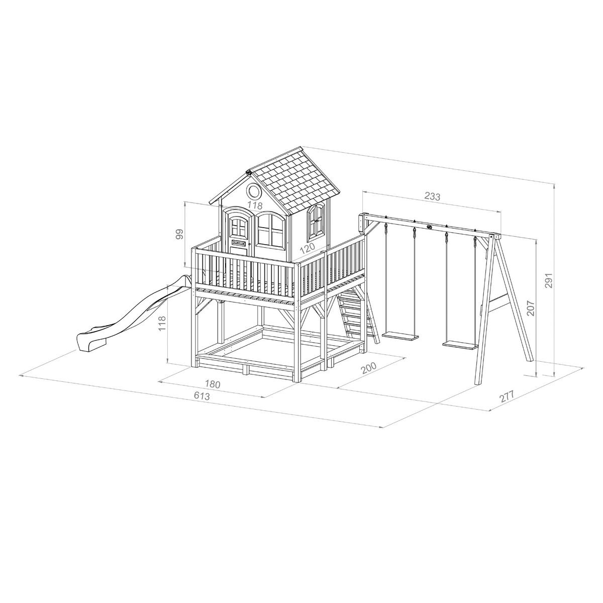 Spielturm A030.153.41 - Lila/Braun, KONVENTIONELL, Holz (613/291/277cm) - Ambia Garden