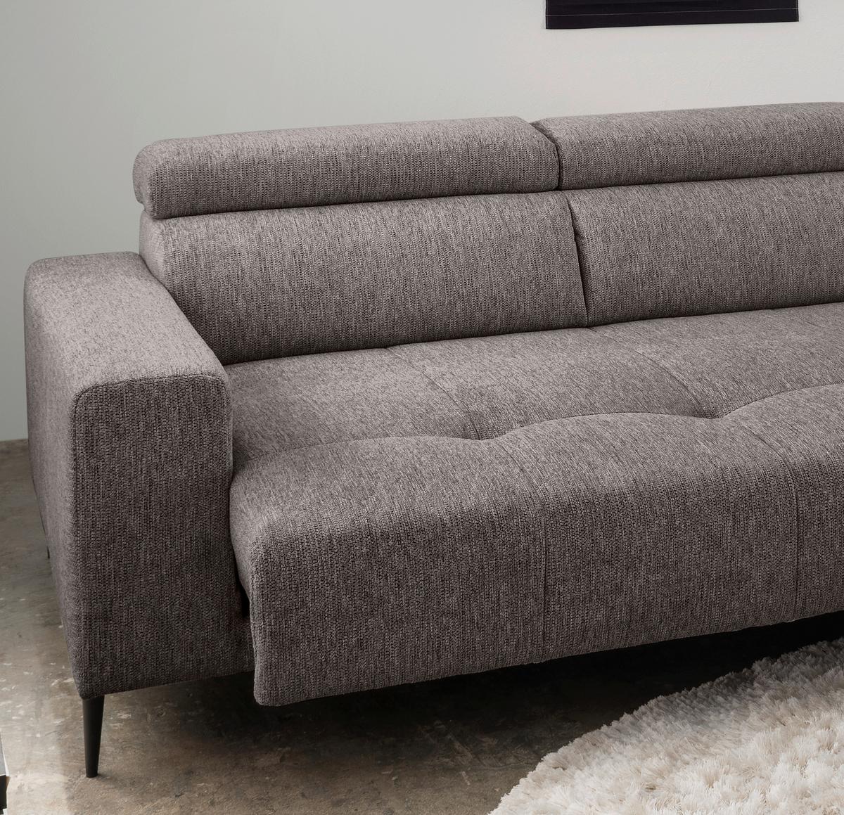 Ecksofa Intera Graubraun S: 276x188 Cm - Graubraun/Schwarz, KONVENTIONELL, Textil (276/188cm) - Livetastic