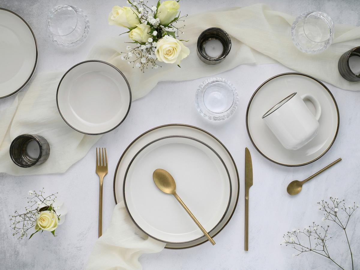 KOMBINOVANÁ SOUPRAVA NORDIC FESTIVE CREME - krémová/barvy zlata, Basics, keramika - Creatable
