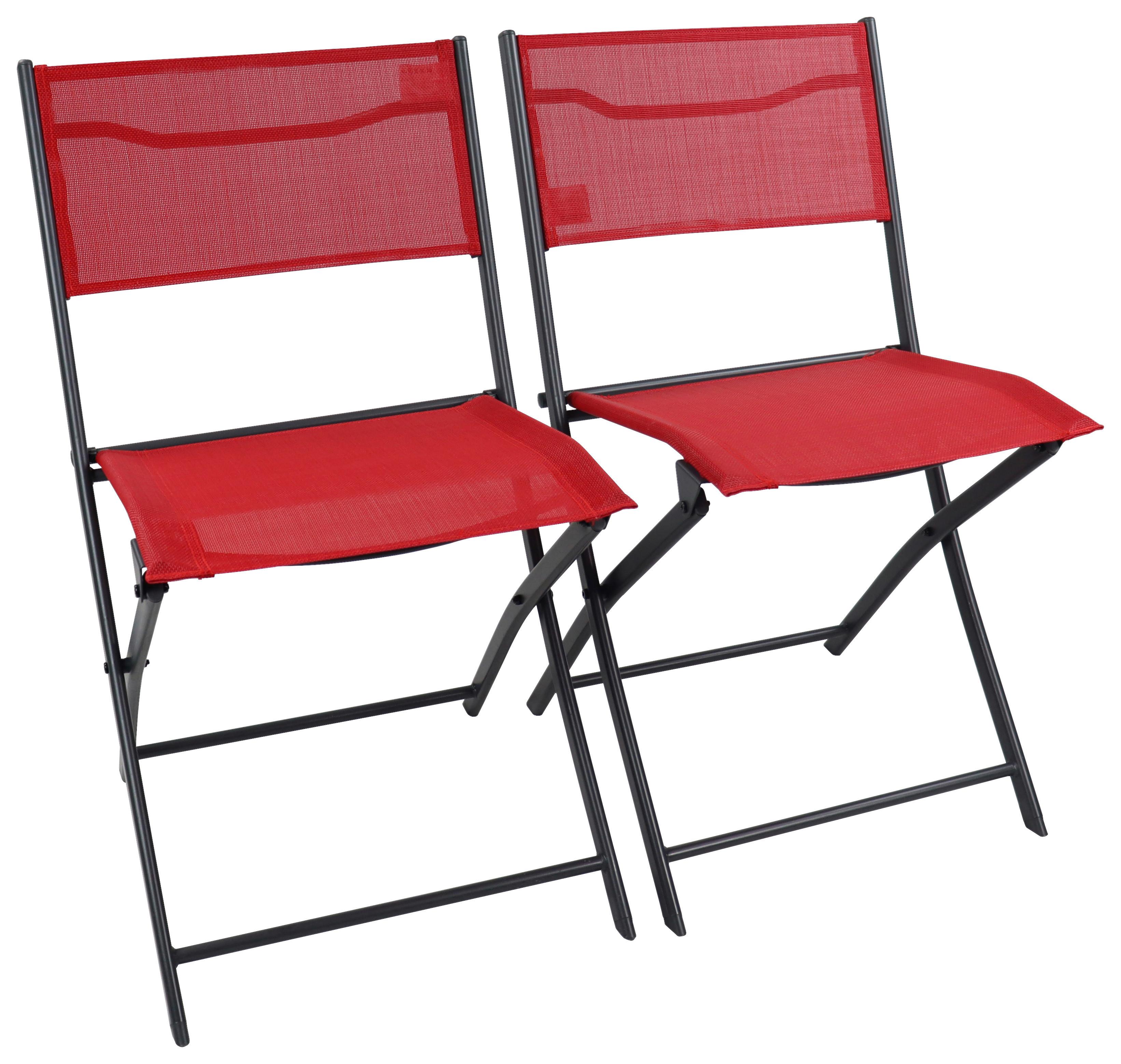 Klappsessel-Set 2-Tlg. Sumila Metall/Textil - Rot/Schwarz, MODERN, Textil/Metall (45/79/46cm) - Ambia Garden