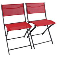 Klappsessel-Set 2-Tlg. Sumila Metall/Textil - Rot/Schwarz, MODERN, Textil/Metall (45/79/46cm) - Ambia Garden