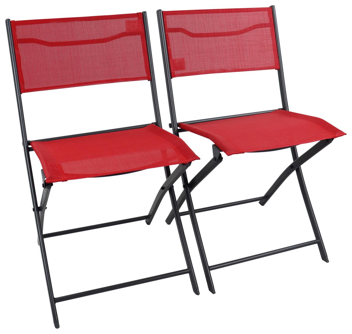 Klappsessel-Set 2-Tlg. Sumila Metall/Textil - Rot/Schwarz, MODERN, Textil/Metall (45/79/46cm) - Ambia Garden