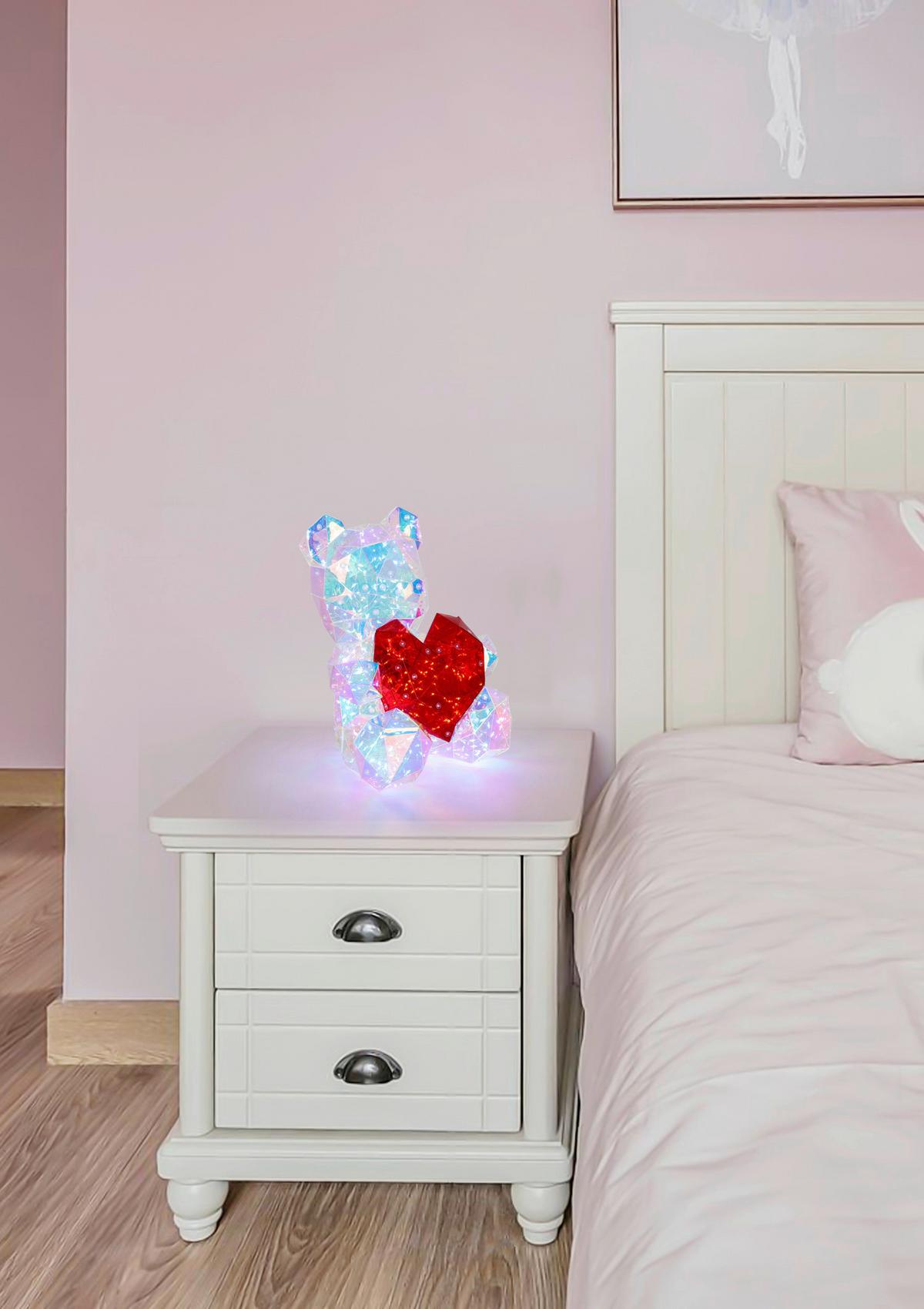 LED-Dekoleuchte Teddy Multicolor - Transparent/Rot, MODERN, Kunststoff (23/19/30cm) - BUNINO