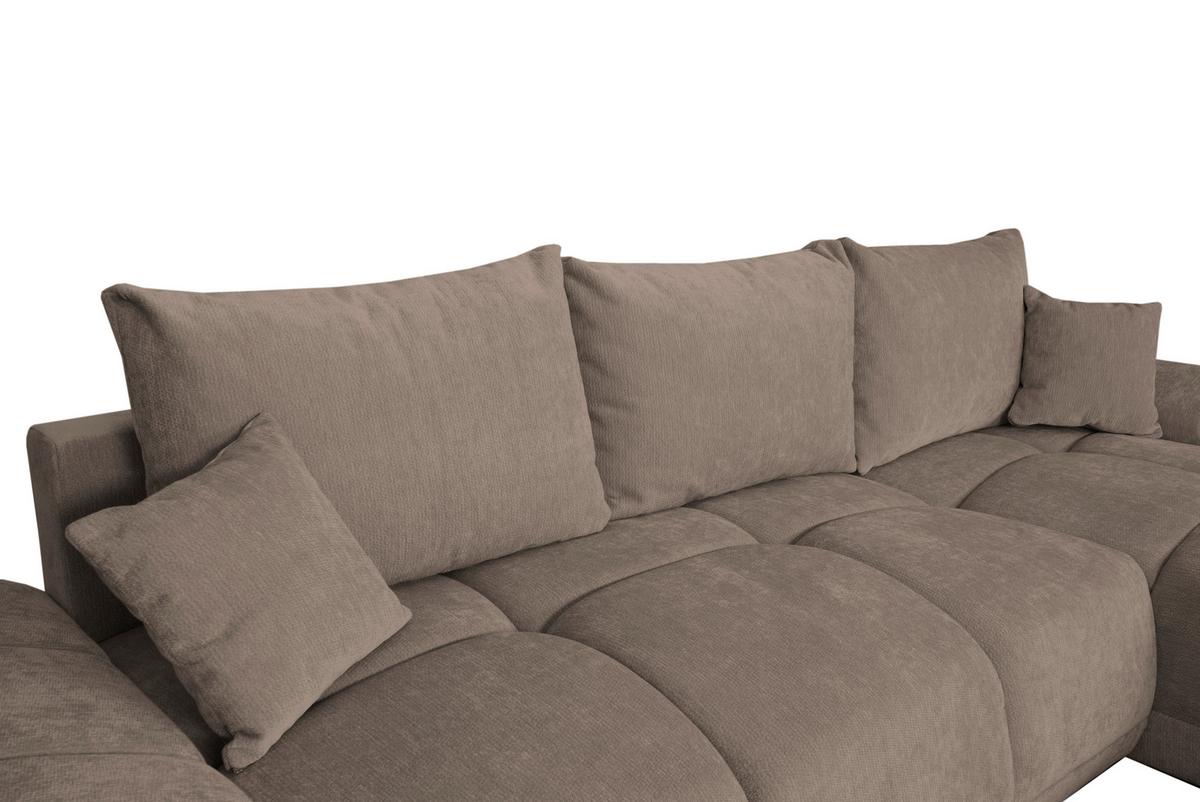 Rohová sedačka BONN, oboustranná, šedohnědá žinylka - černá/šedohnědá, Moderní, textil/plast (296/182cm)