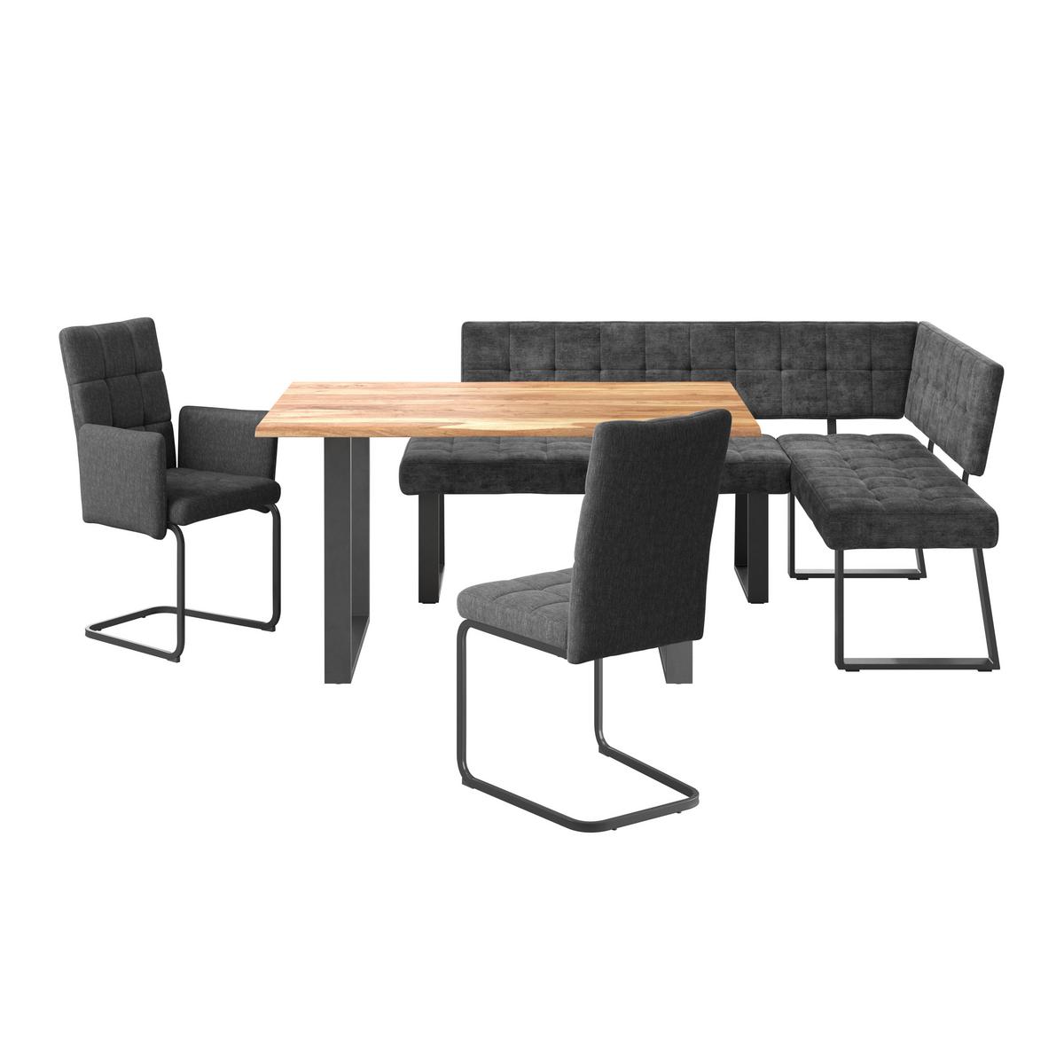 Eckbank Dunkelgrau Polyester Laslo 185x134 Cm - Dunkelgrau/Schwarz, MODERN, Textil/Metall (185/134cm) - MID.YOU