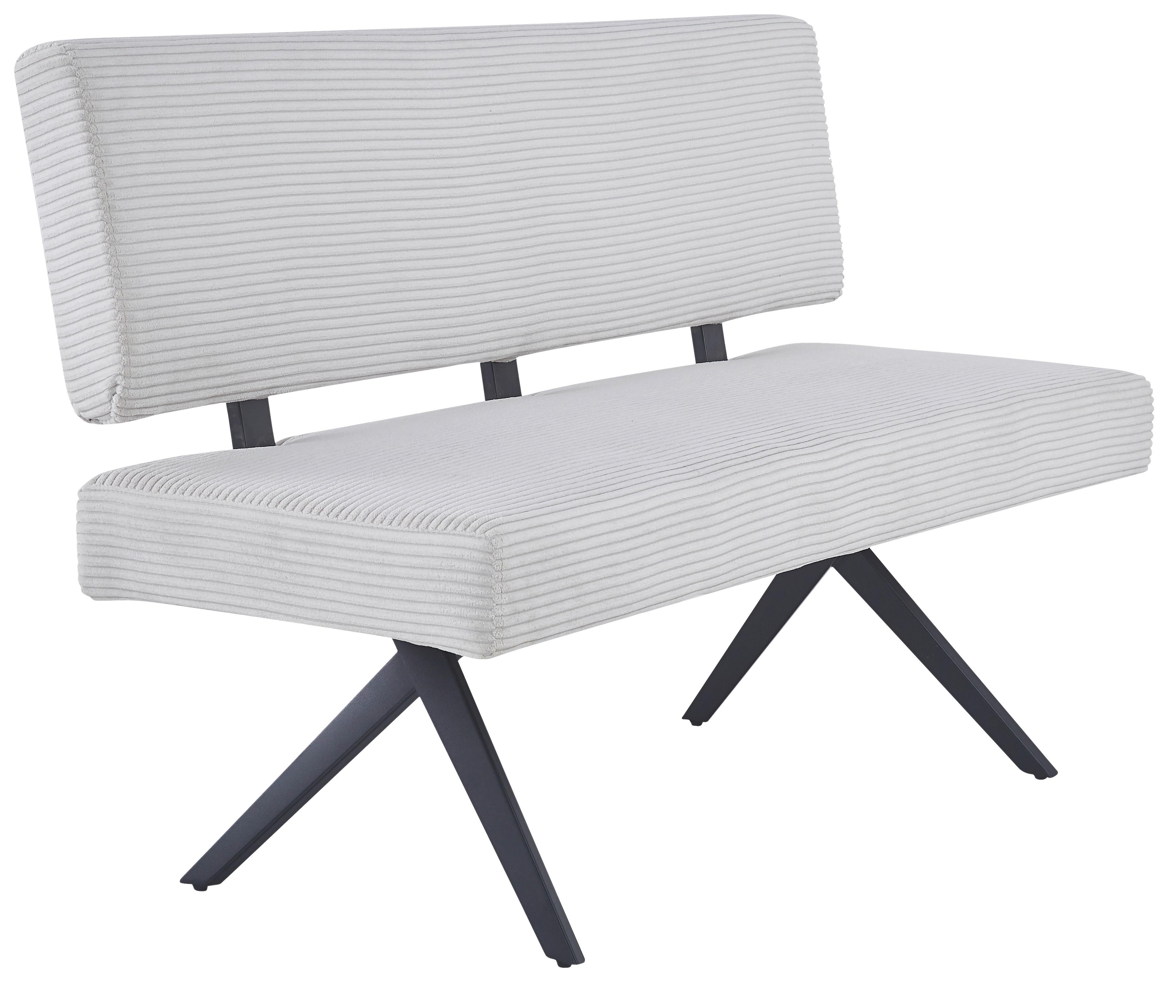 Sitzbank Chios Mit Lehne Cord Beige, B: 140 Cm - Beige/Schwarz, KONVENTIONELL, Textil/Metall (140/90/62cm) - MID.YOU