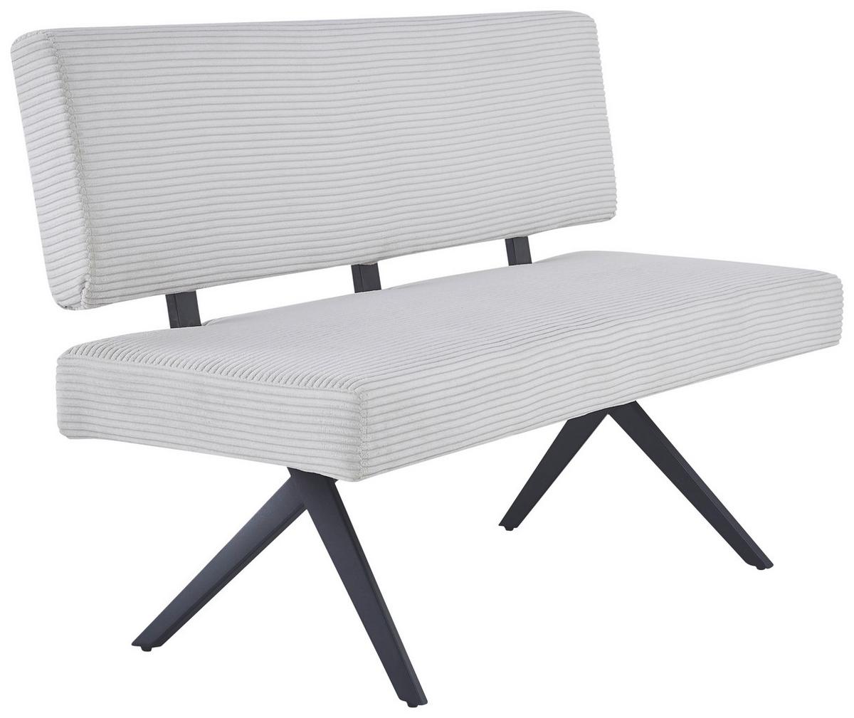 Sitzbank Chios Mit Lehne Cord Beige, B: 140 Cm - Beige/Schwarz, KONVENTIONELL, Textil/Metall (140/90/62cm) - MID.YOU
