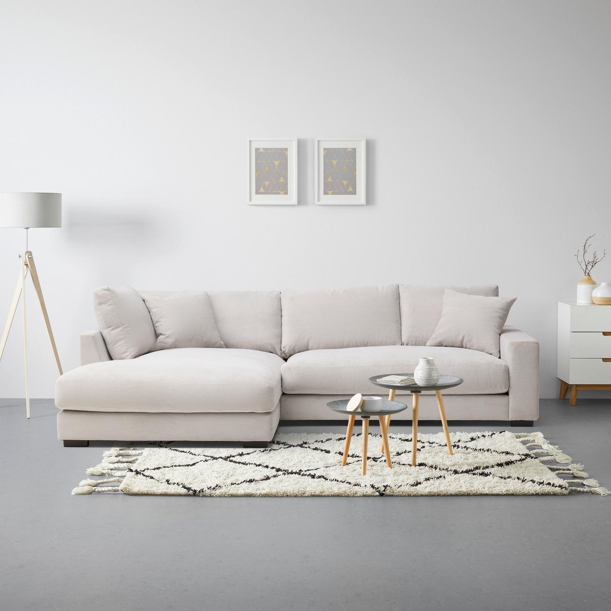 Rohová sedačka PEDRO, ľavá, béžová, s vankúšmi - čierna/béžová, Modern, textil/plast (190/83/300cm) - Mömax