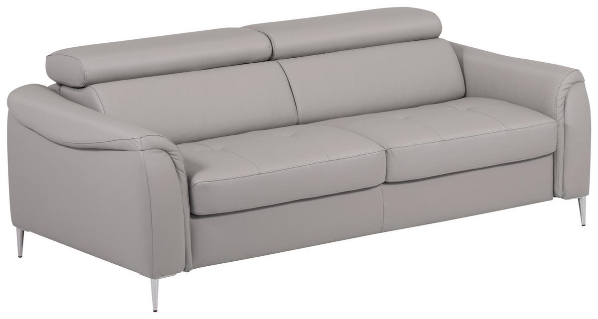 Schlafsofa Pafos Hellgrau Lederlook, Rindsleder B: 203cm - Hellgrau, Design, Leder (203/77-98/103cm) - MID.YOU
