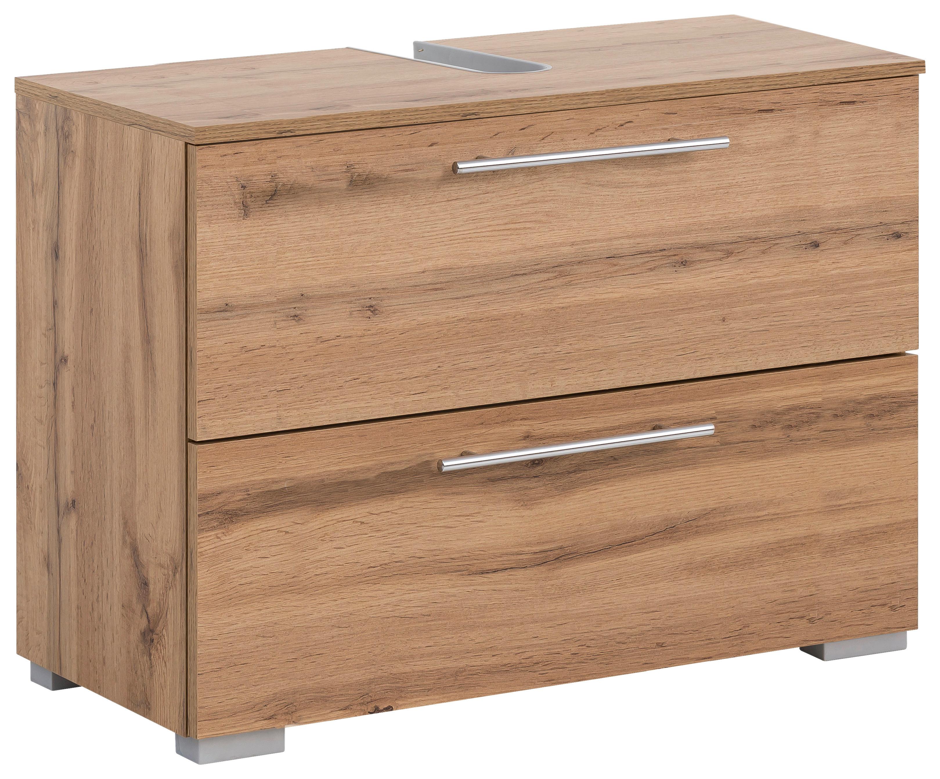 Waschbeckenunterschrank Carlos B: 80,2 Cm Eichefarben - Eichefarben/Silberfarben, KONVENTIONELL, Holzwerkstoff (80,2/59,1/35cm) - MID.YOU