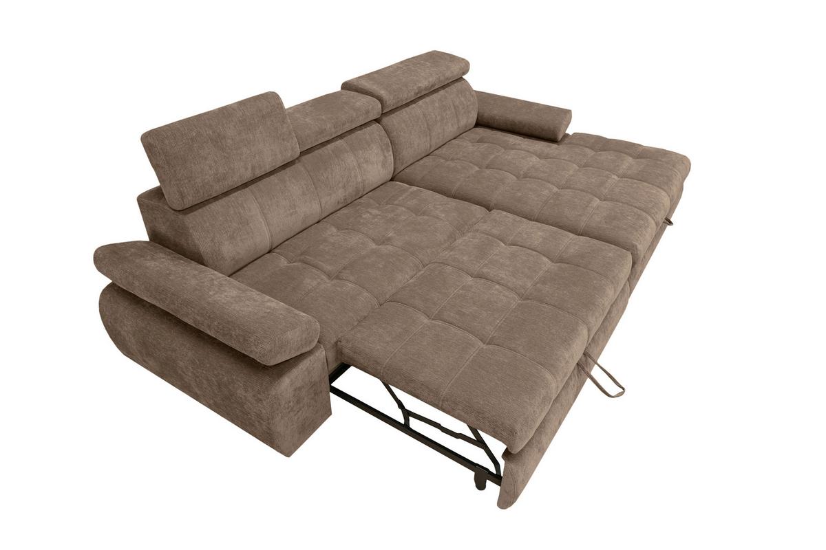 Rohová sedačka VEGAS, pravá, hnědá žinylka - černá/hnědá, Design, dřevo/textil (294/173cm)