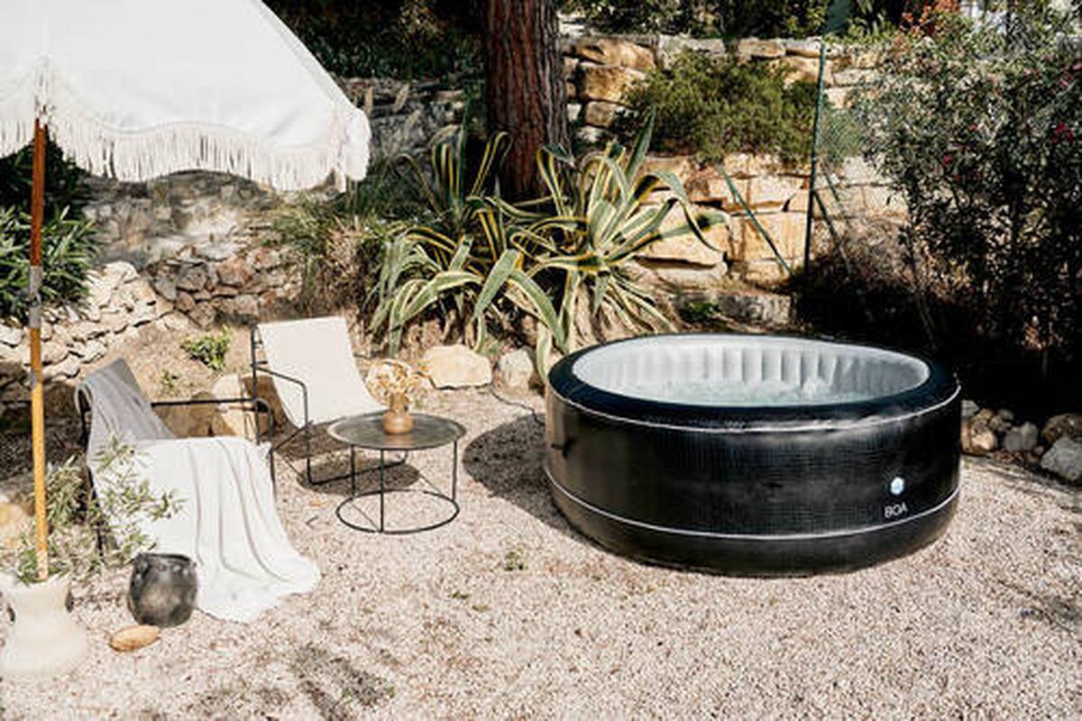 Whirlpool Aufblasbar Netspa Boa Ø 195 X H 70 cm - Schwarz/Grau, Basics, Kunststoff/Metall (195/70cm)