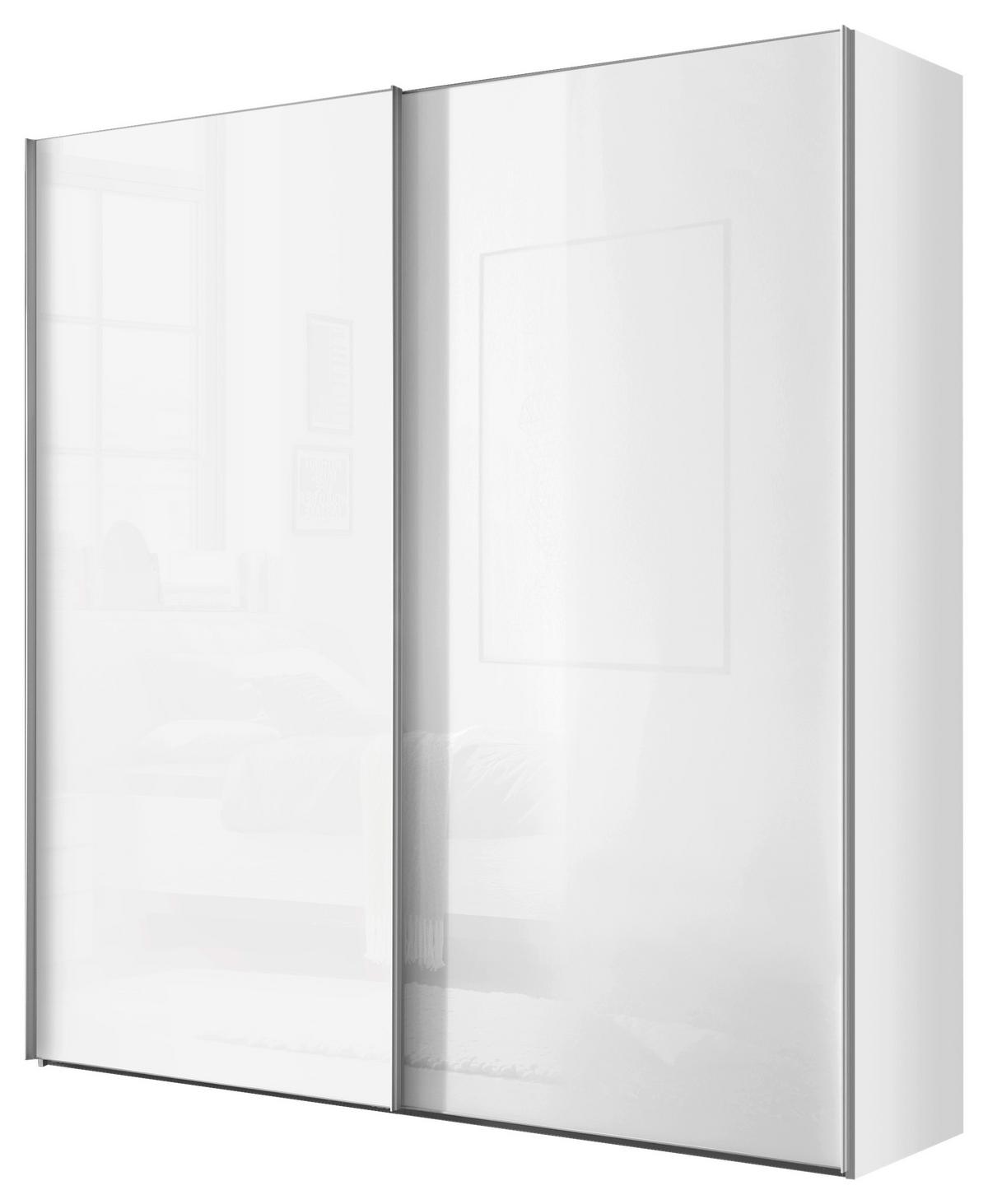 Šatníková skriňa LUMOS, šírka 200 cm - biela/hliníková, Konventionell, kov/kompozitné drevo (200/222/68cm)