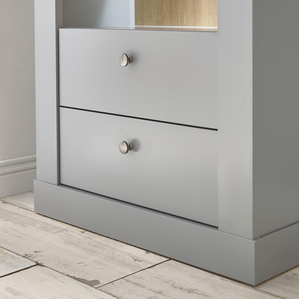 Vitrine Chambord Hellgrau/Eiche Dekor B: 71cm - Eichefarben/Hellgrau, Design, Holzwerkstoff (71/201/37cm) - MID.YOU