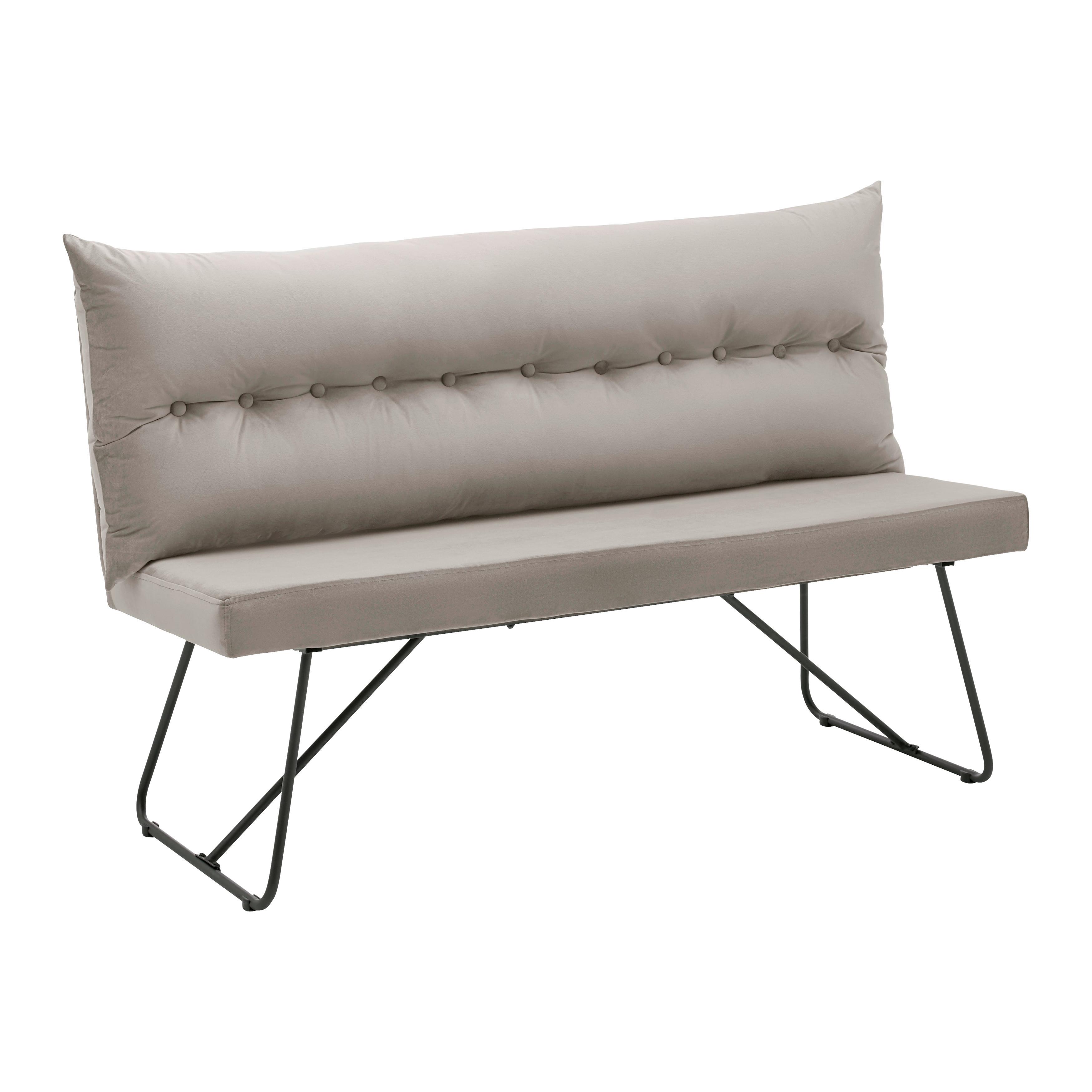 Lavica ze sametu Bono šedohnědá - černá/béžová, Moderní, kov/dřevo (140/92/63cm) - Bessagi Home