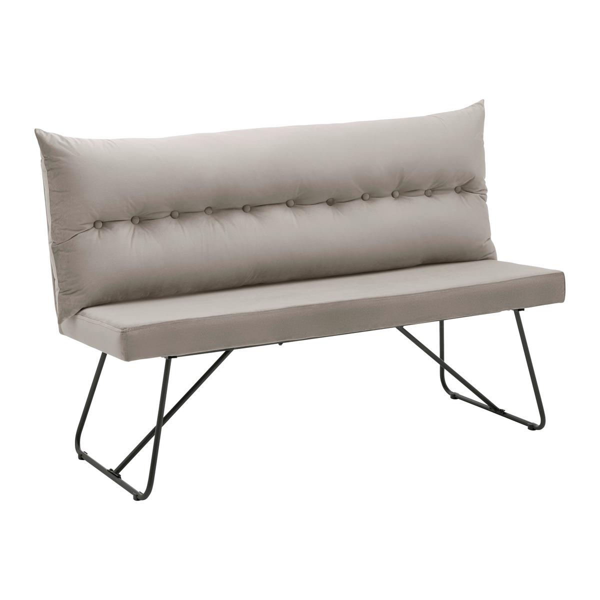 Lavica ze sametu Bono šedohnědá - černá/béžová, Moderní, kov/dřevo (140/92/63cm) - Bessagi Home