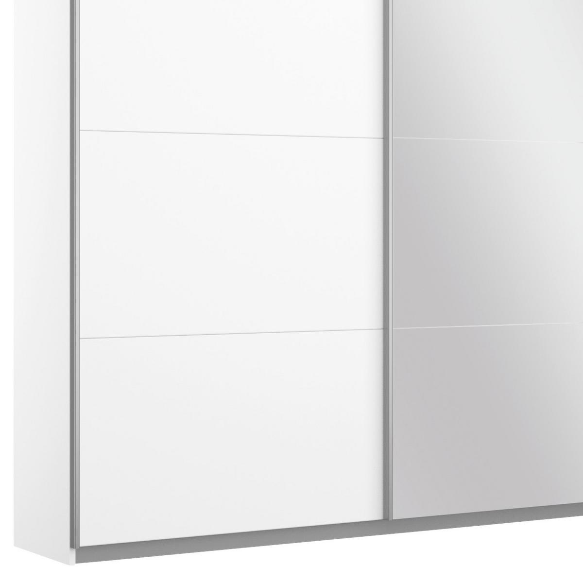Schwebetürenschrank M. Spiegel 271cm Belluno, Weiß Dekor - Weiß, MODERN, Holzwerkstoff (271/230/62cm) - Rauch Möbel