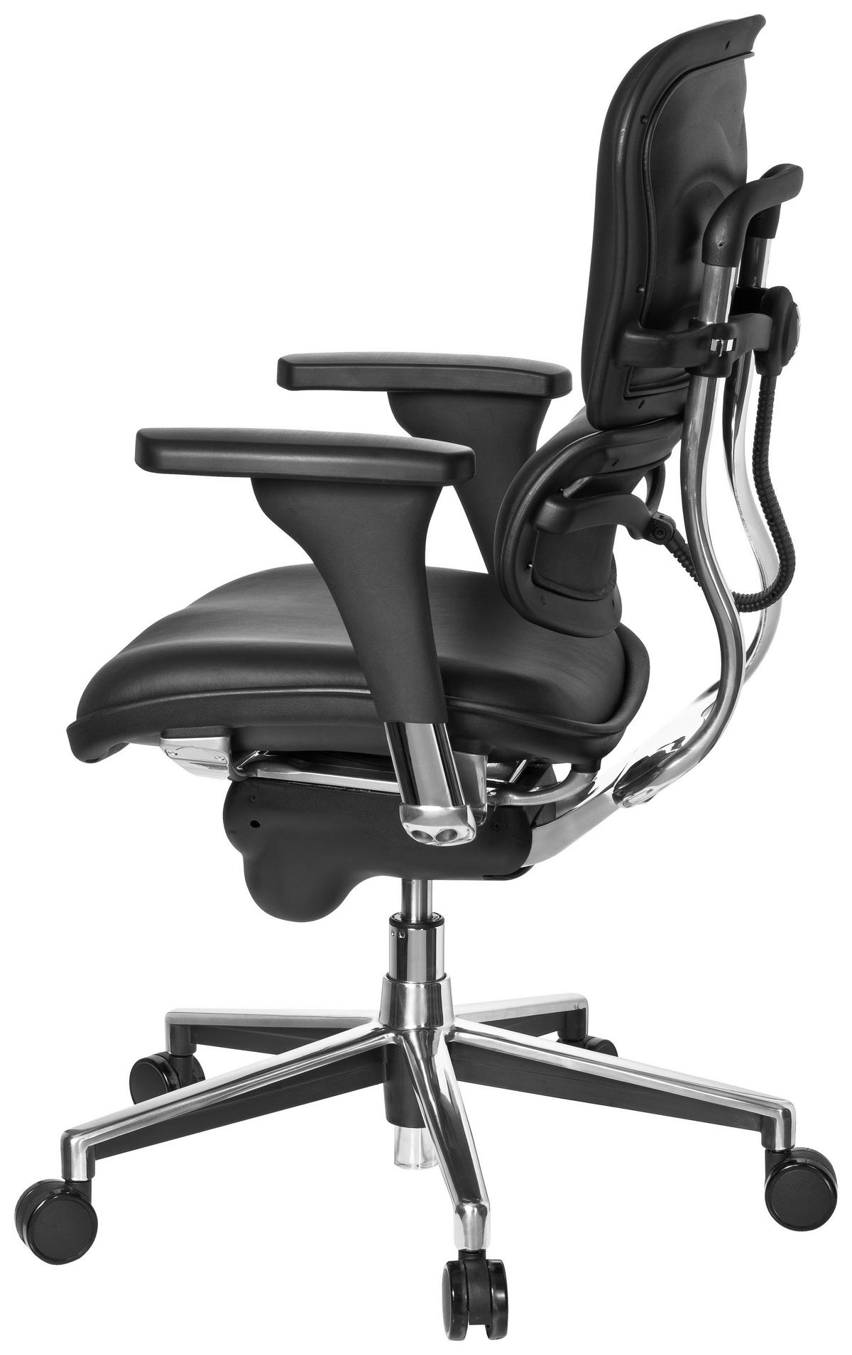 Drehstuhl Ergohuman Base Schwarz - Chromfarben/Schwarz, MODERN, Leder/Kunststoff (61/120/48cm) - MID.YOU