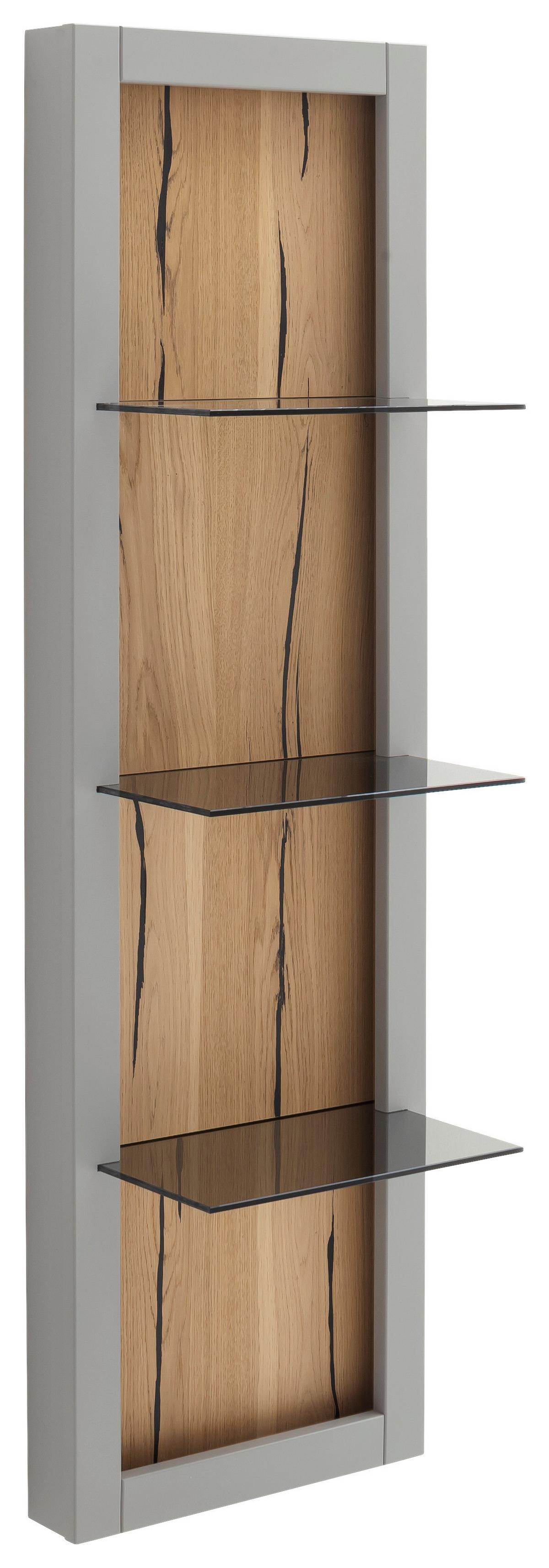 Wandboard Sevilla B: 40 cm Grau/Eichefarben - Eichefarben/Grau, Design, Glas/Holzwerkstoff (40/134/25cm) - MID.YOU