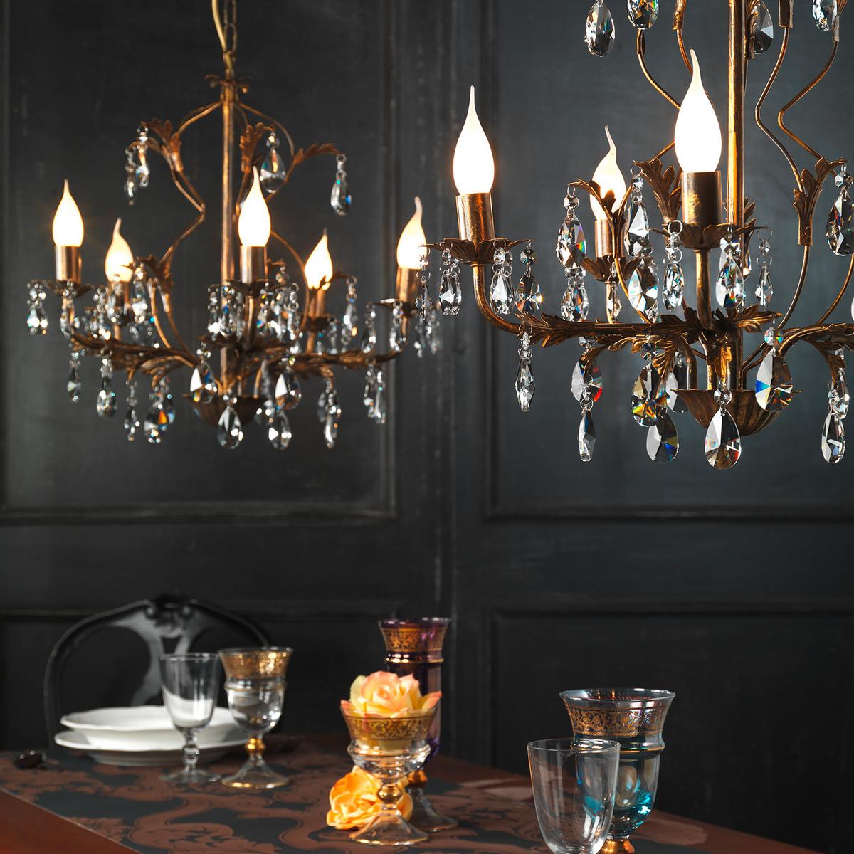 Kristall-Hängeleuchte 4670/5 - Bronzefarben, KONVENTIONELL, Glas/Metall (53/100cm)