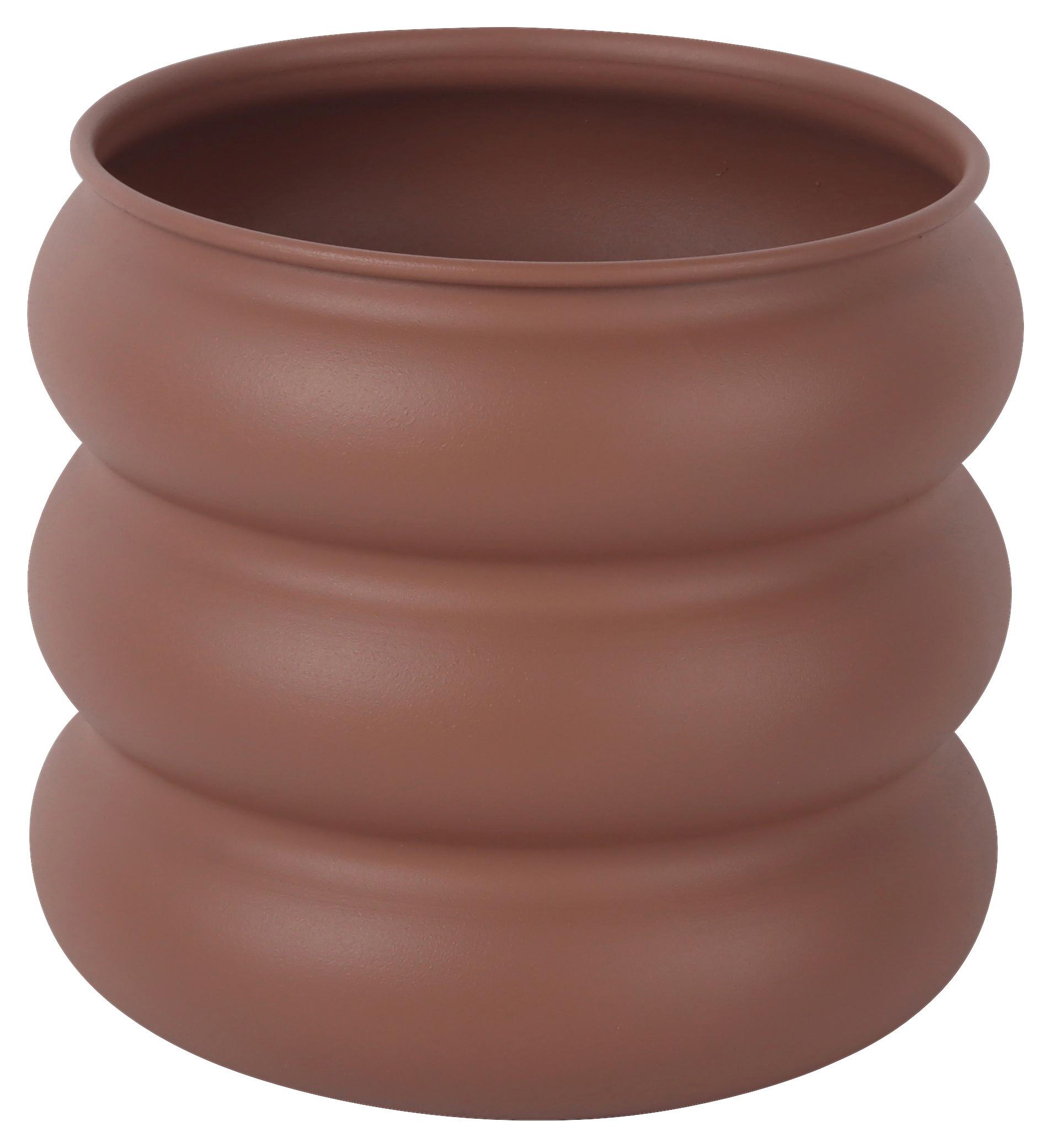 Obal na květináč CARLO - hnědá, kov (18,5/18/20cm) - Mömax
