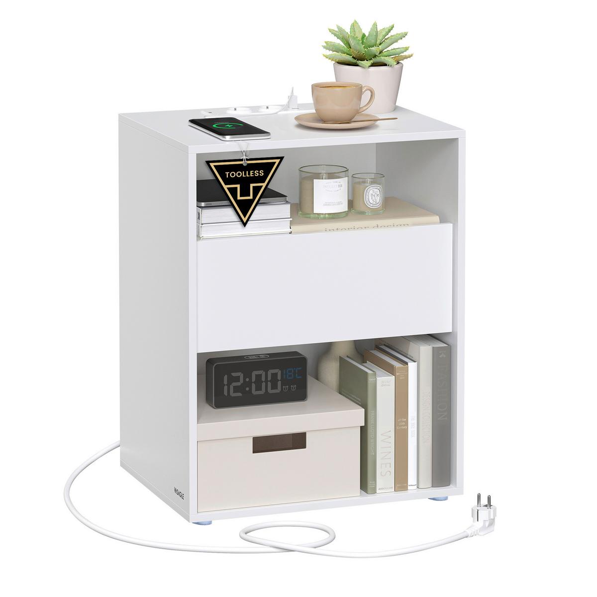 Nachttisch Nightstand - Weiß, MODERN, Holzwerkstoff (45/58,3/35cm) - MID.YOU