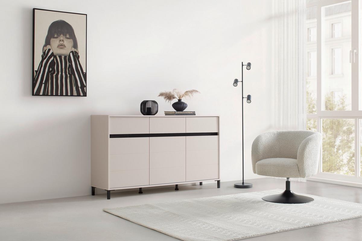 Komód Marron - kasmírszínű/fekete, Basics, faalapú anyag (157/90/40cm)