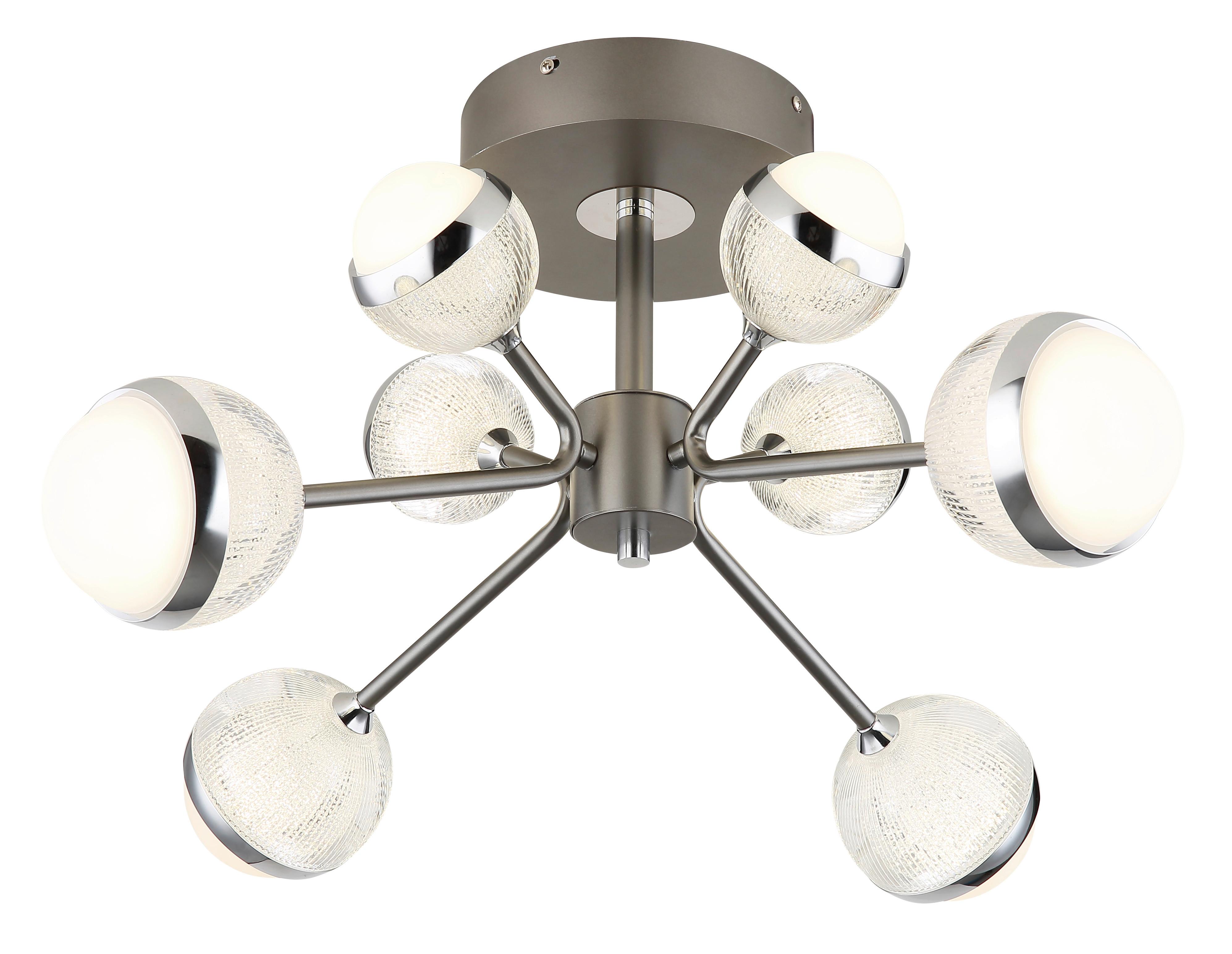 LED-Deckenleuchte 56011-8d - Klar/Titanfarben, KONVENTIONELL, Kunststoff/Metall (61/29cm) - Globo