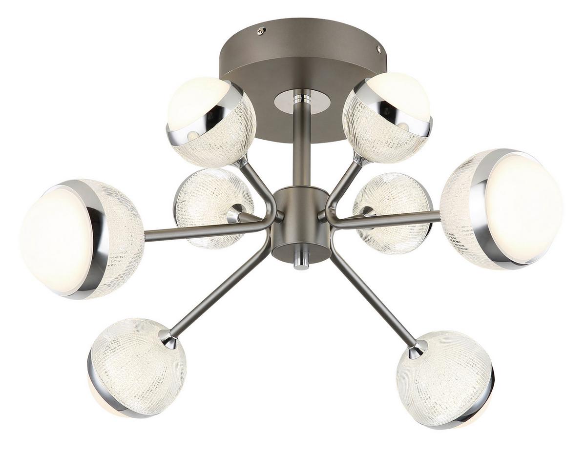 LED-Deckenleuchte 56011-8d - Klar/Titanfarben, KONVENTIONELL, Kunststoff/Metall (61/29cm) - Globo