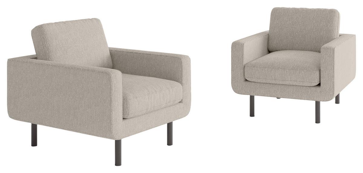 Sessel Suburban Beige B: 70 cm - Edelstahlfarben/Beige, Design, Textil (70/80/92cm) - Livetastic