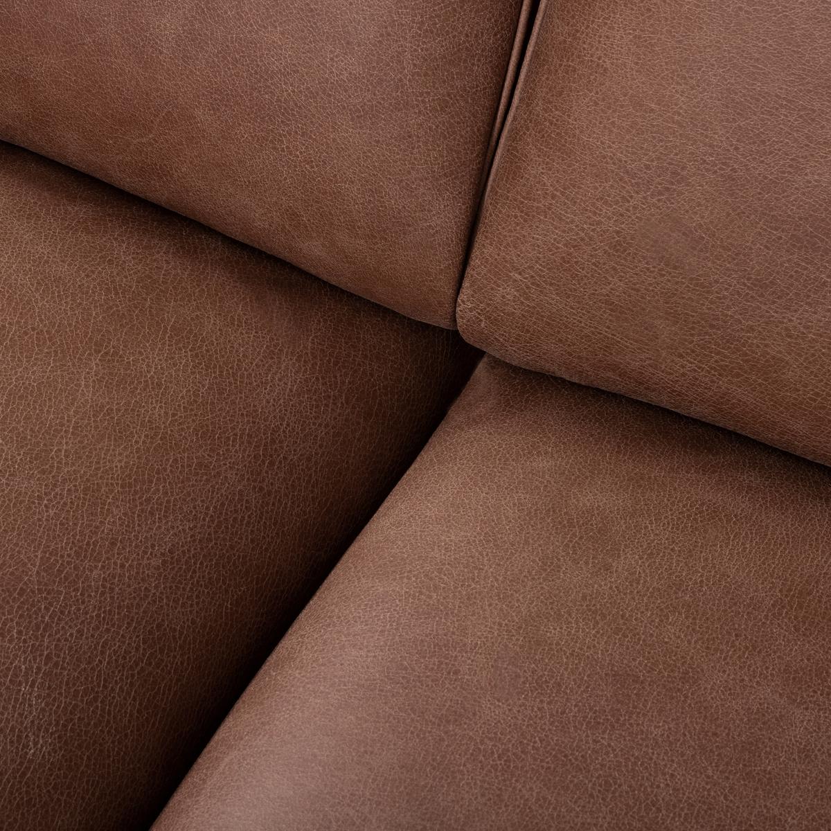 3-Sitzer-Sofa Spring, Dunkelbraun B: 187 cm - Dunkelbraun/Schwarzchrom, Design, Leder (187/85/92cm) - Livetastic