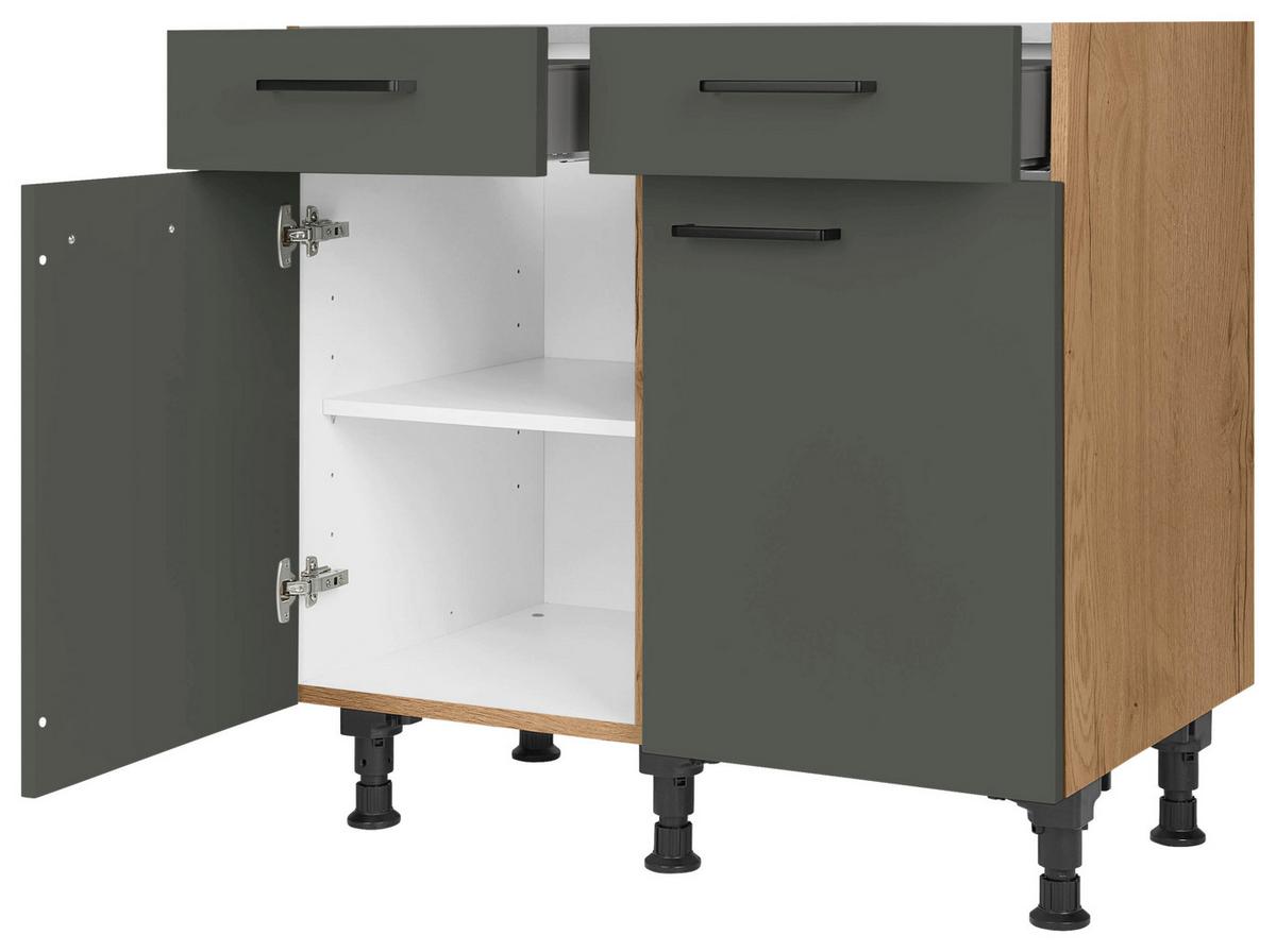 Schubkastenunterschrank Easytouch - Eichefarben/Grün, MODERN, Holzwerkstoff (90/87/56cm) - Nobilia