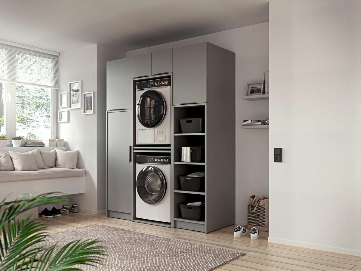 SKŘÍŇKA NAD PRAČKU TIDY HERO - šedá/černá, Basics, kov/kompozitní dřevo (70/220/68cm) - P & B