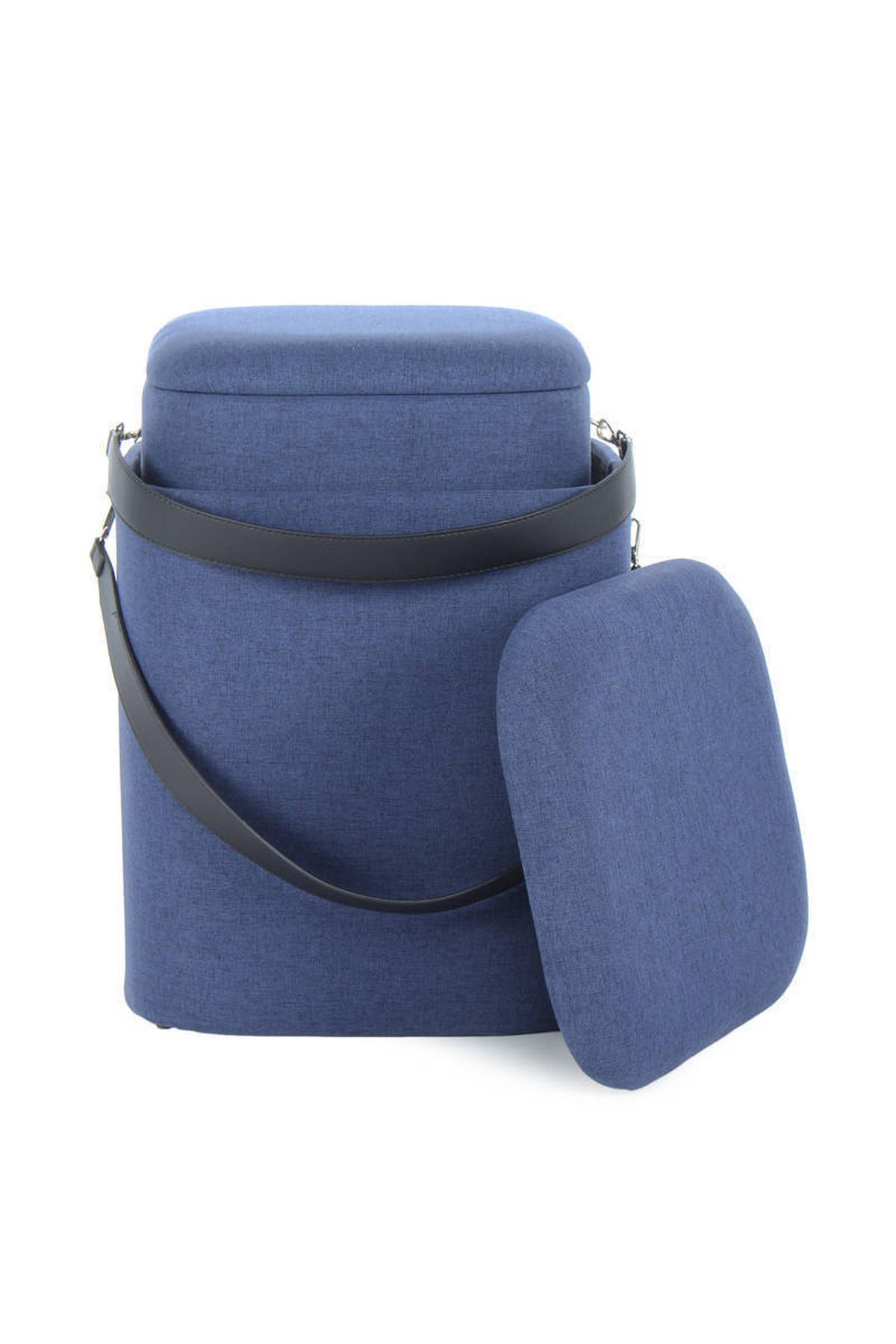 Hocker Arabella Blau H: 44 cm 2er-Set - Blau/Schwarz, Basics, Kunststoff/Textil (35,5/44/35,5cm) - Kayoom