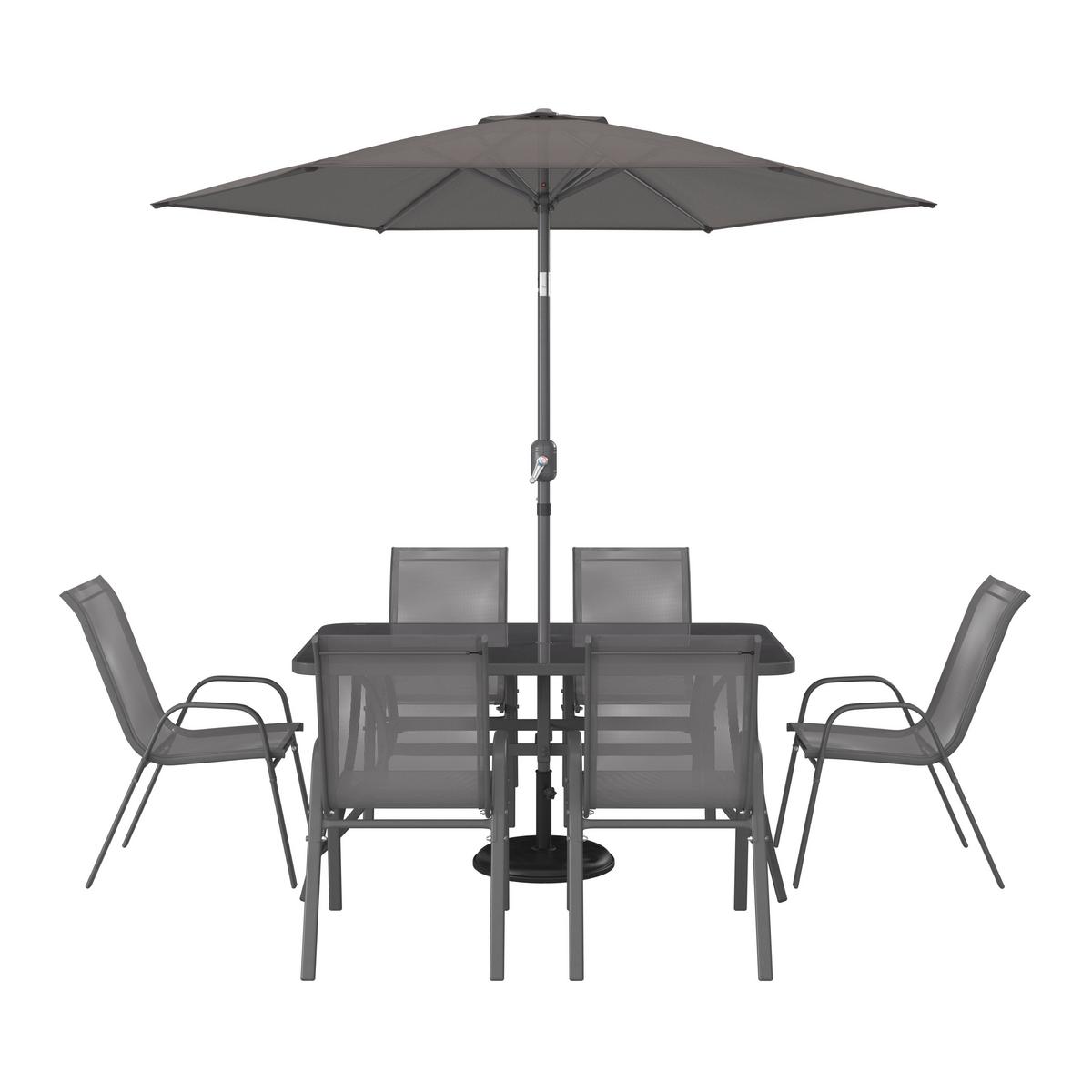 Gartenmöbel Set 8-tlg. Mao Aus Metall/textil/glas - Anthrazit, MODERN, Glas/Textil - Luca Bessoni