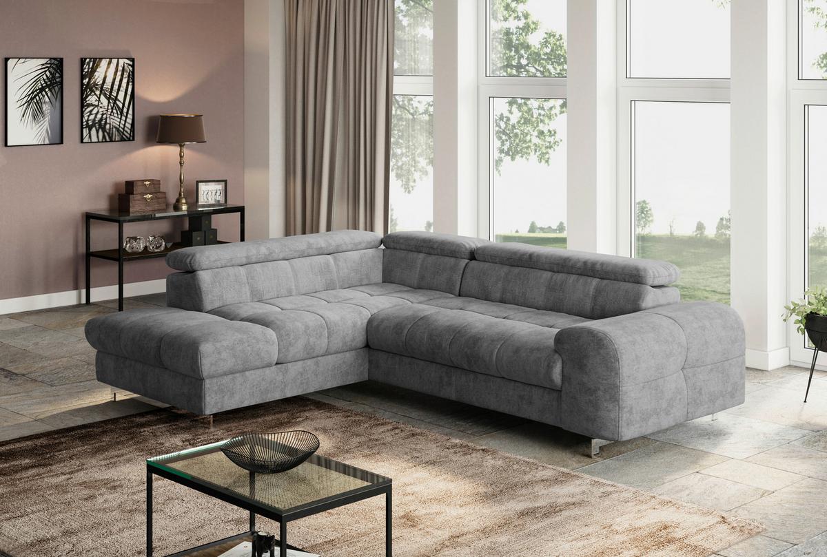 Ecksofa Mit Schlaffunktion Cloud + Hellgrau - Chromfarben/Grau, KONVENTIONELL, Textil (206/257cm) - Livetastic