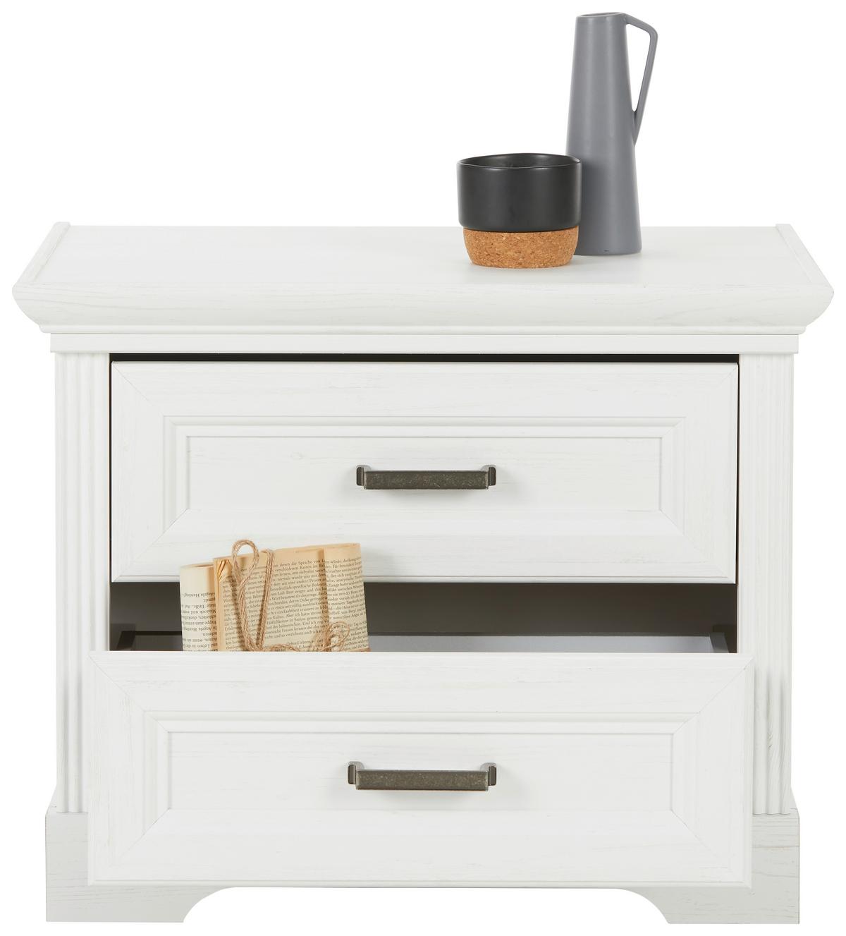 Nočný stolík MARILOU biely ,š.65 cm - čierna/biela, Romantik / Landhaus, kov/kompozitné drevo (65/52cm) - Zandiara